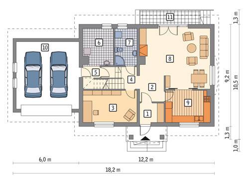 Rzut parteru POW. 123,0 m²
