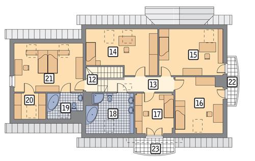 Rzut poddasza POW. 135,8 m²