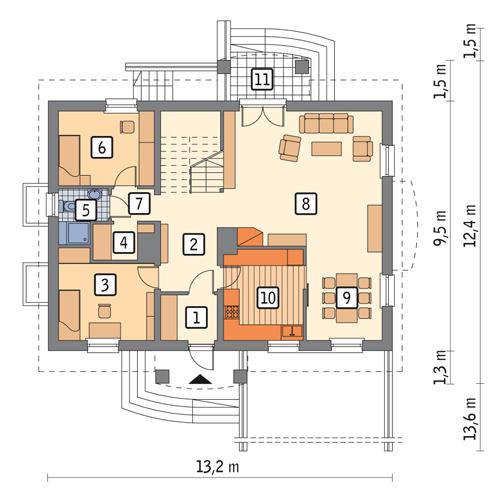 Rzut parteru POW. 98,4 m²