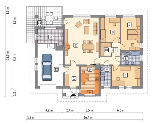 Rzut parteru lustro POW. 146,1 m²
