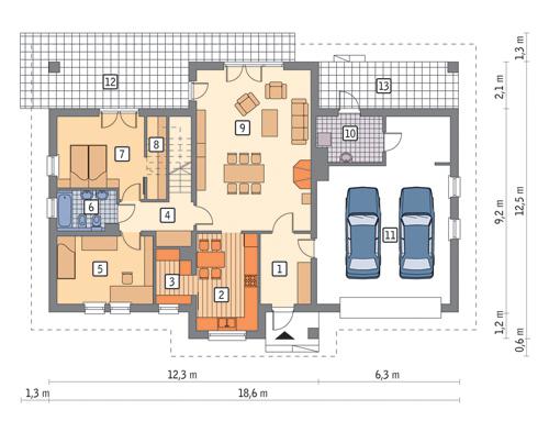 Rzut parteru POW. 147,8 m²
