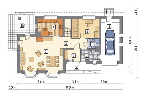 Rzut parteru POW. 103,4 m²