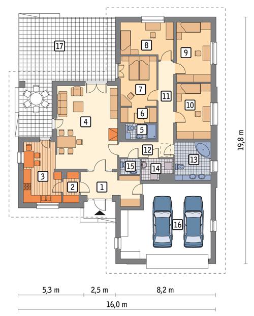 Rzut parteru POW. 178,5 m²