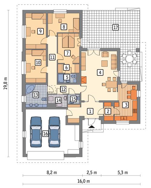 Rzut parteru lustro POW. 178,5 m²