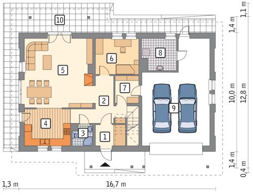 Rzut parteru POW. 125,6 m²