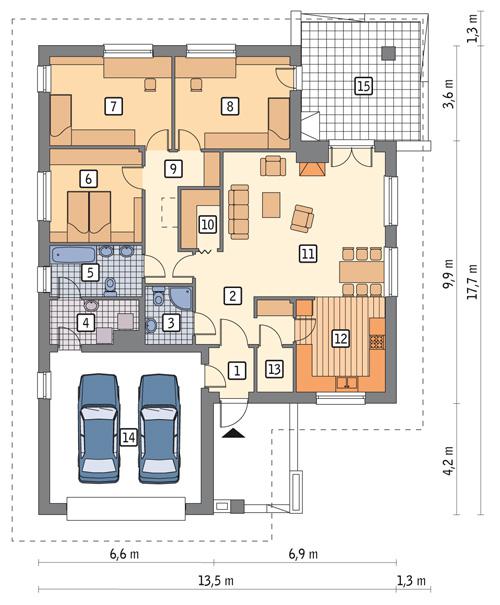 Rzut parteru POW. 158,6 m²