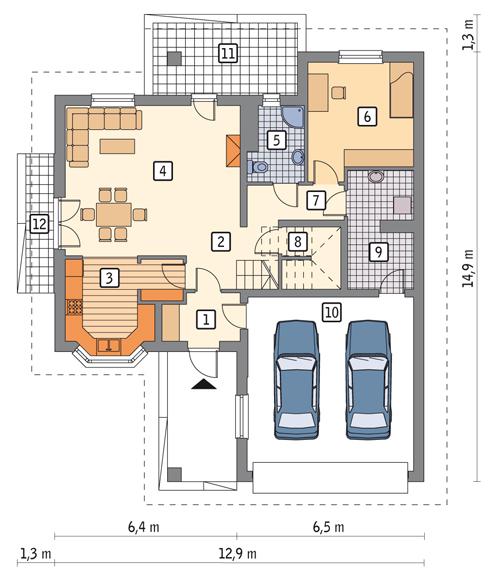 Rzut parteru POW. 120,4 m²