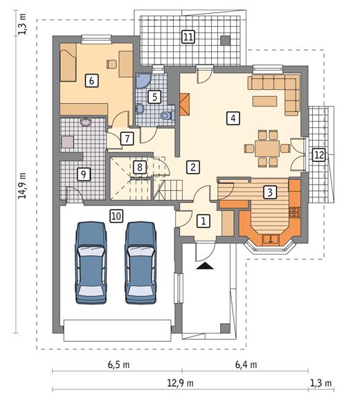 Rzut parteru lustro POW. 120,4 m²