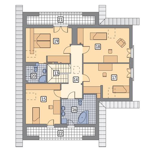 Rzut poddasza lustro POW. 131,8 m²