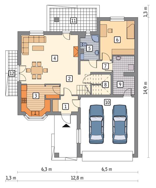 Rzut parteru POW. 120,6 m²