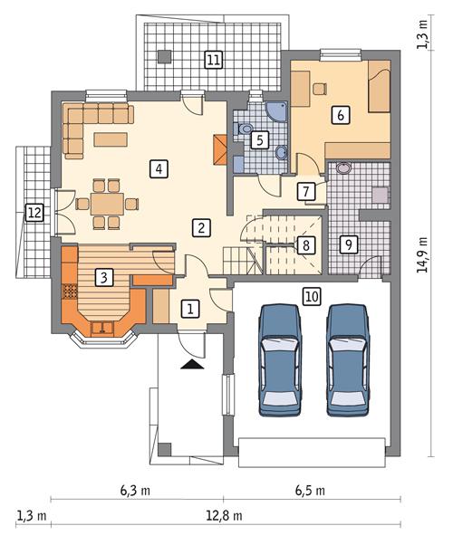 Rzut parteru POW. 120,6 m²