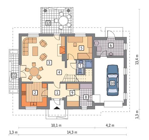 Rzut parteru POW. 106,1 m²