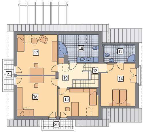 Rzut poddasza POW. 121,2 m²