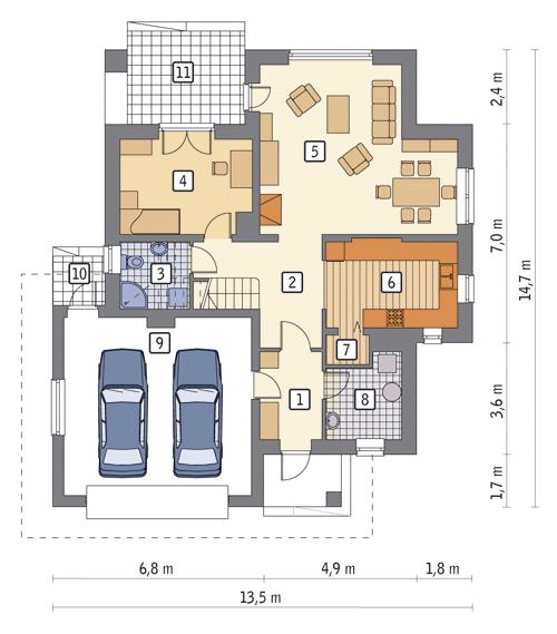 Rzut parteru POW. 116,7 m²