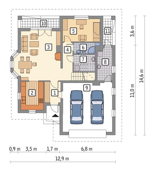 Rzut parteru POW. 114,7 m²
