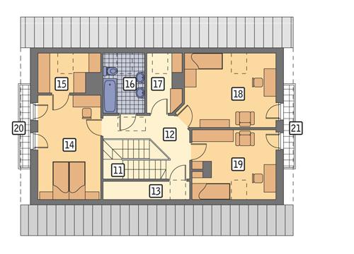 Rzut poddasza POW. 104,5 m²