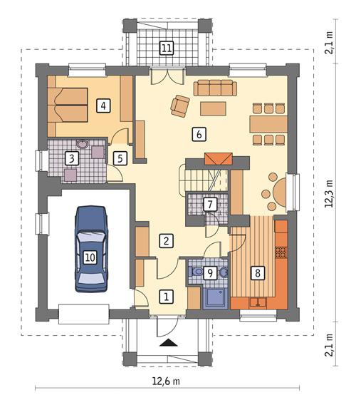 Rzut parteru POW. 114,1 m²