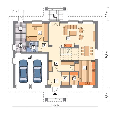 Rzut parteru POW. 147,2 m²