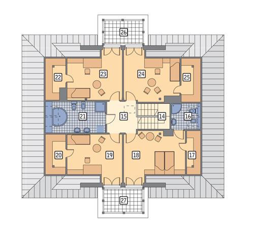 Rzut poddasza POW. 134,0 m²