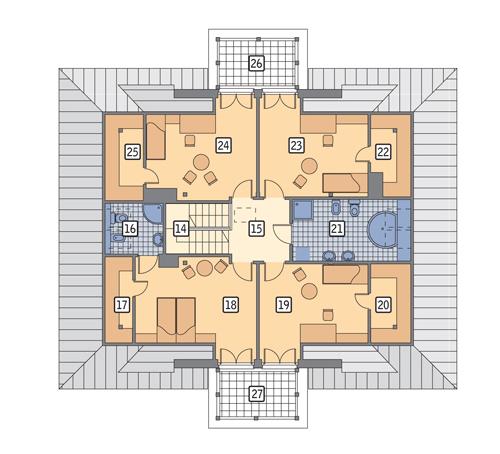 Rzut poddasza lustro POW. 134,0 m²