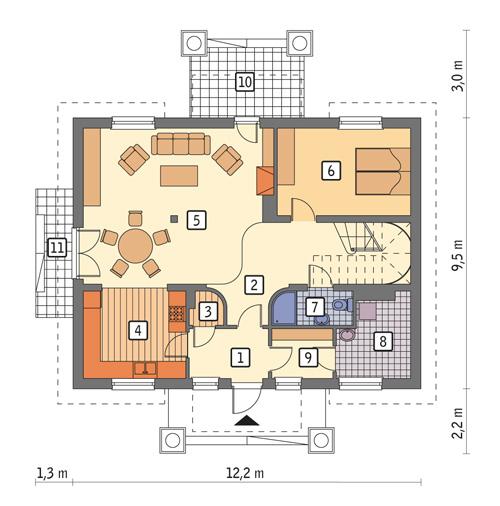 Rzut parteru POW. 91,7 m²