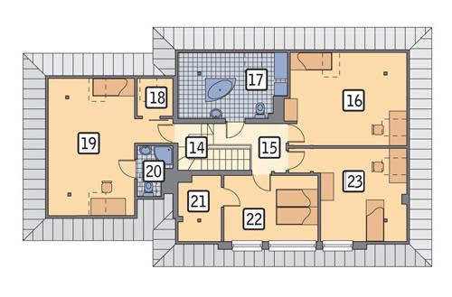 Rzut poddasza lustro POW. 119,8 m²