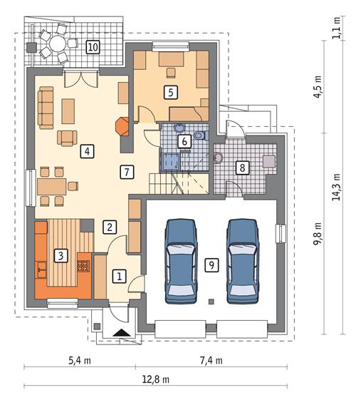 Rzut parteru POW. 116,2 m²