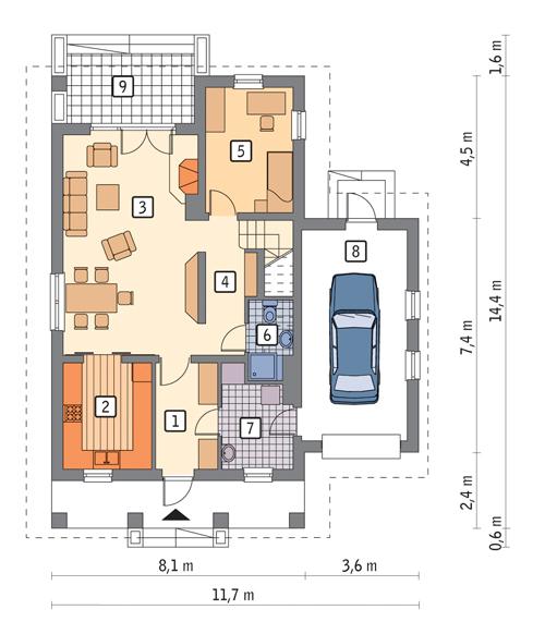 Rzut parteru POW. 91,8 m²