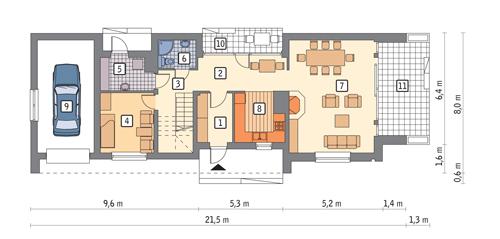 Rzut parteru POW. 102,4 m²