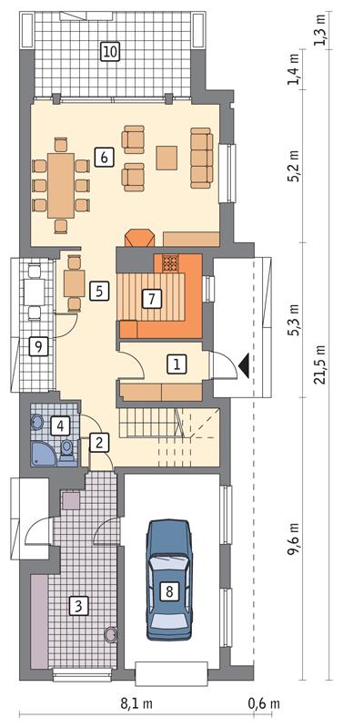 Rzut parteru POW. 103,1 m²