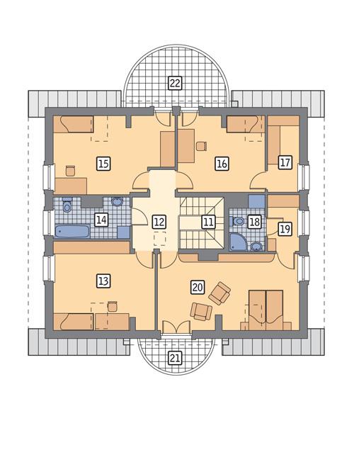 Rzut poddasza POW. 129,6 m²