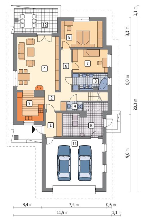 Rzut parteru POW. 146,2 m²