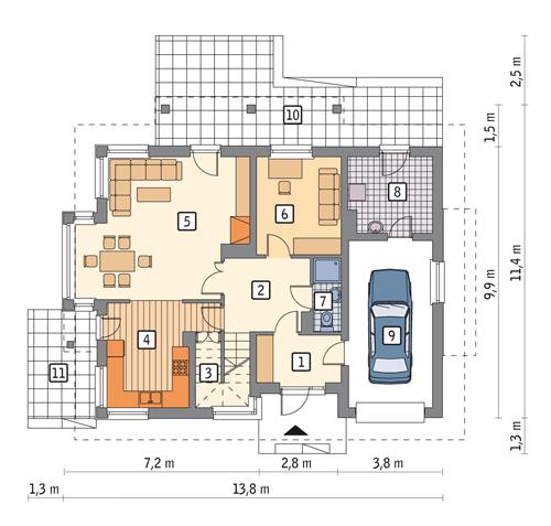 Rzut parteru POW. 95,0 m²