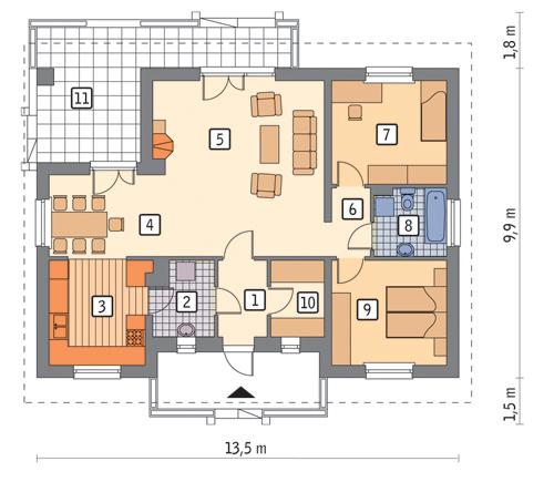 Rzut parteru POW. 91,4 m²