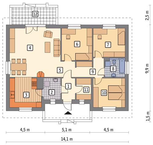 Rzut parteru POW. 106,4 m²