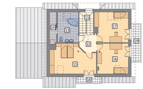 Rzut poddasza lustro POW. 88,7 m²