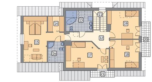 Rzut poddasza lustro POW. 127,3 m²