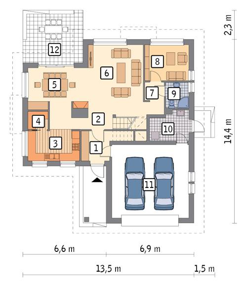 Rzut parteru POW. 119,2 m²