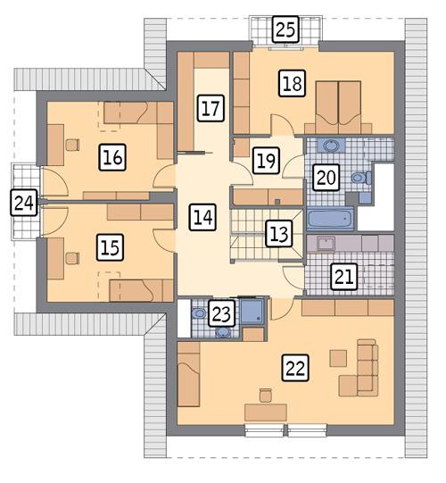 Rzut poddasza POW. 134,2 m²