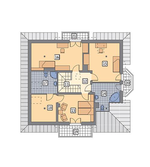 Rzut poddasza lustro POW. 104,8 m²