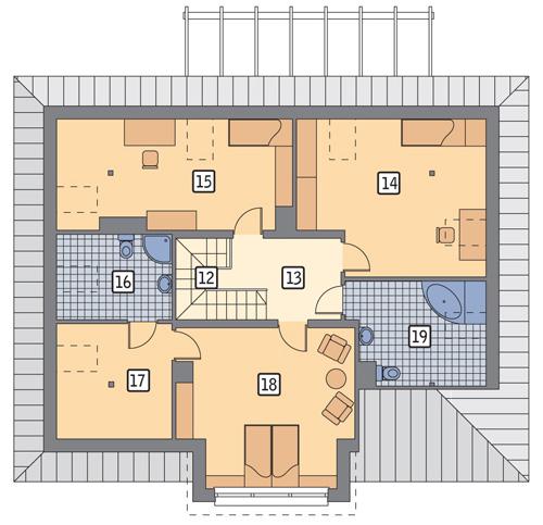 Rzut poddasza lustro POW. 115,9 m²