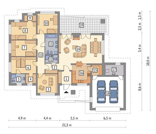 Rzut parteru POW. 200,4 m²
