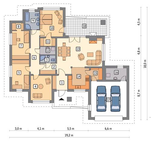 Rzut parteru POW. 175,8 m²