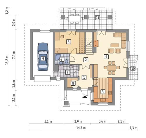 Rzut parteru lustro POW. 96,3 m²
