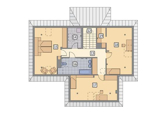 Rzut poddasza lustro POW. 108,8 m²