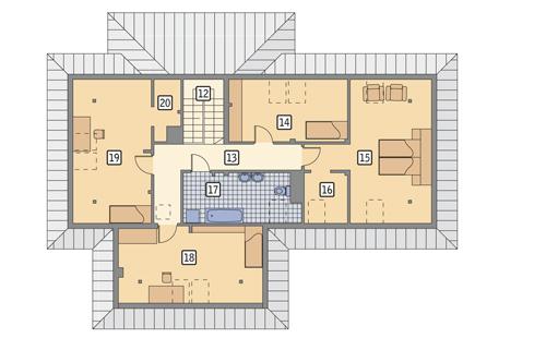 Rzut poddasza POW. 125,9 m²