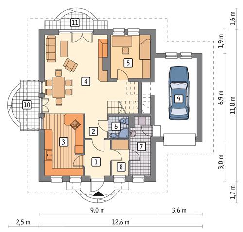 Rzut parteru POW. 98,1 m²