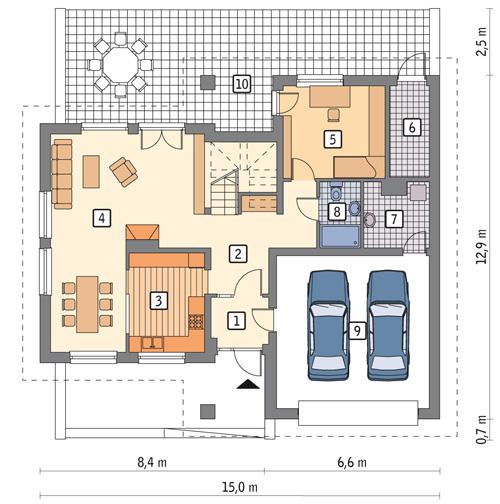 Rzut parteru POW. 118,3 m²