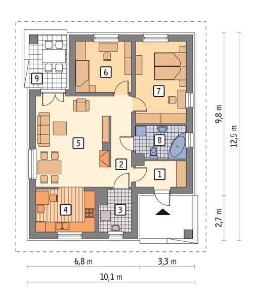 Rzut parteru POW. 79,2 m²