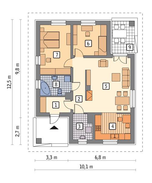 Rzut parteru lustro POW. 79,2 m²